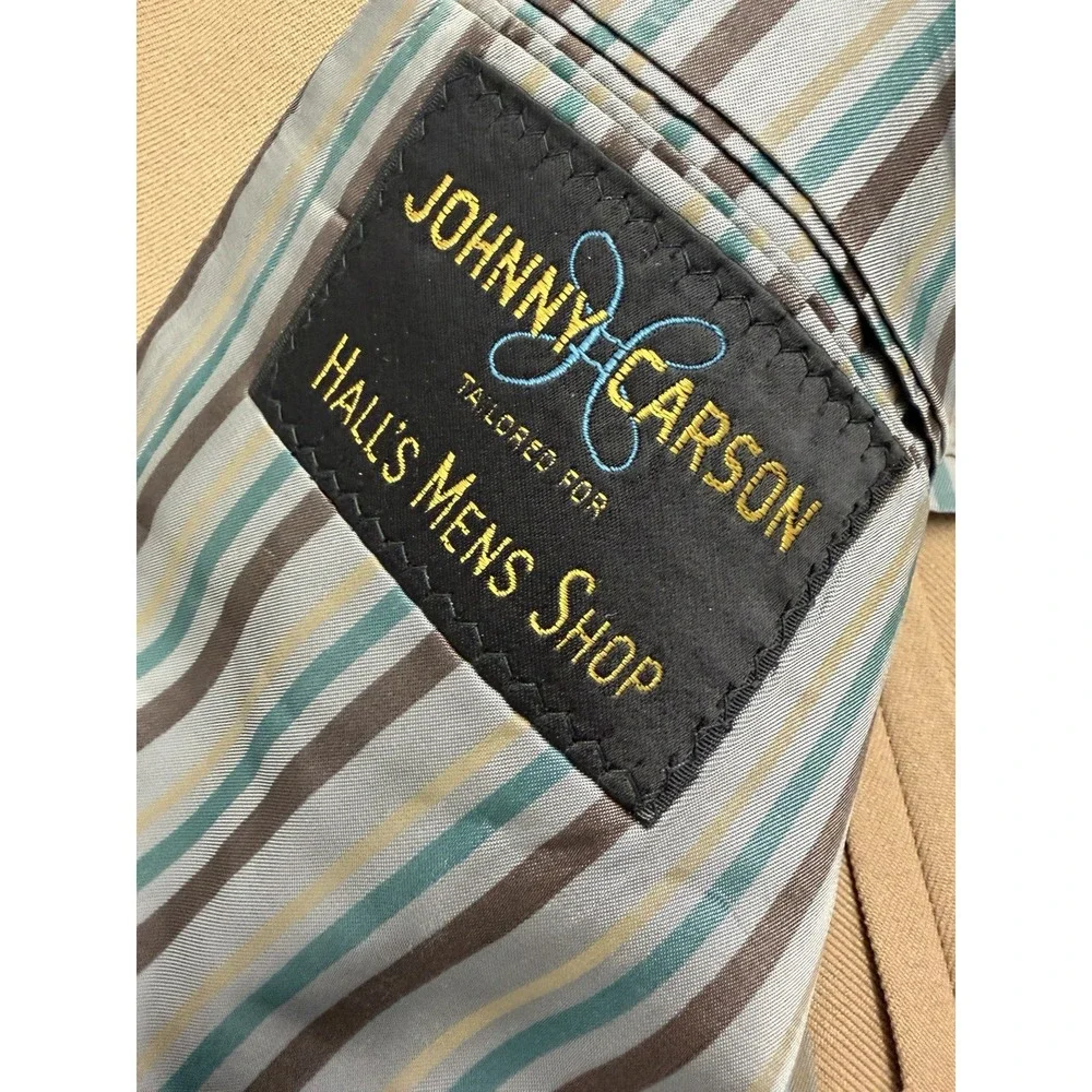 Vintage 70s  Johnny Carson Mens Suit Jacket Leisure Blazer Sport Coat Tan Sz 42
